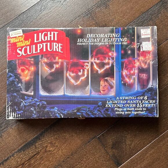 Vintage 1990s Mr Christmas mini mini light up sculpture string lights Santa face - Picture 1 of 8